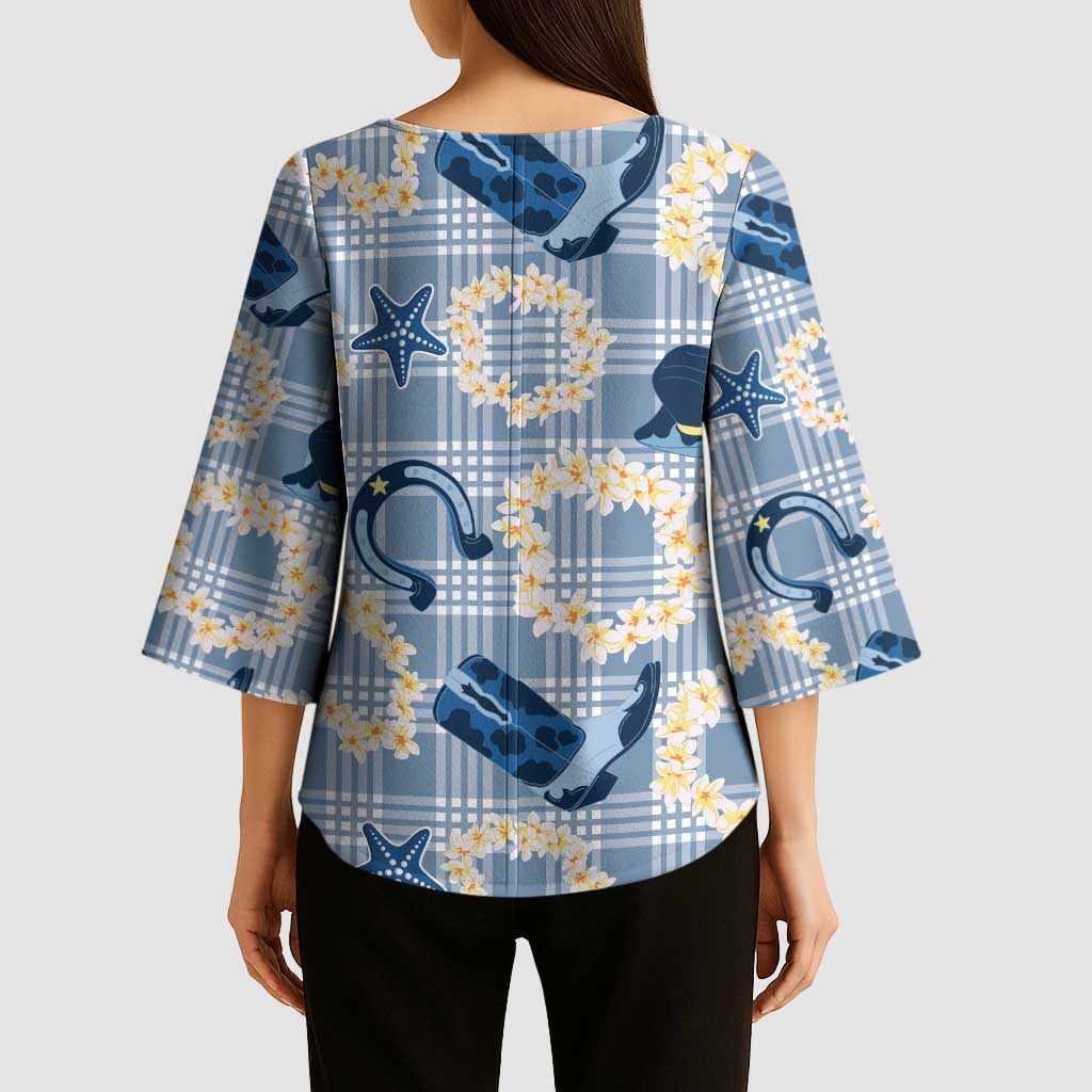 Aloha Hawaii Paniolo Jeans Palaka Kimono Sleeve Blouse Coastal Rodeo - Polynesian Pride