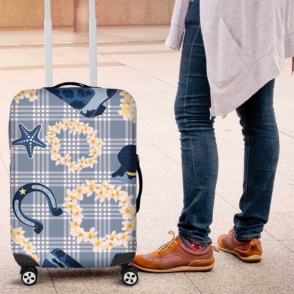 Aloha Hawaii Paniolo Jeans Palaka Luggage Cover Coastal Rodeo LT7 Pastel Blue - Polynesian Pride