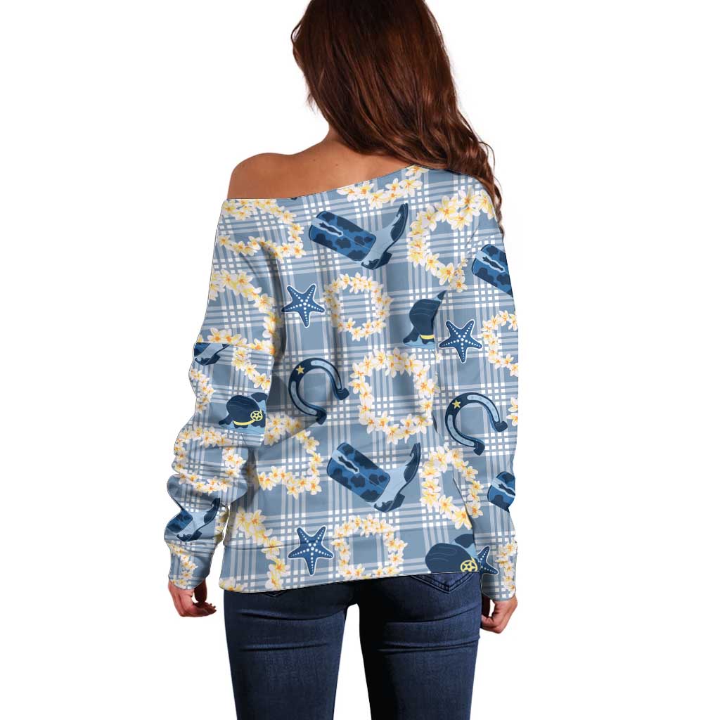 Aloha Hawaii Paniolo Jeans Palaka Off Shoulder Sweater Coastal Rodeo - Polynesian Pride