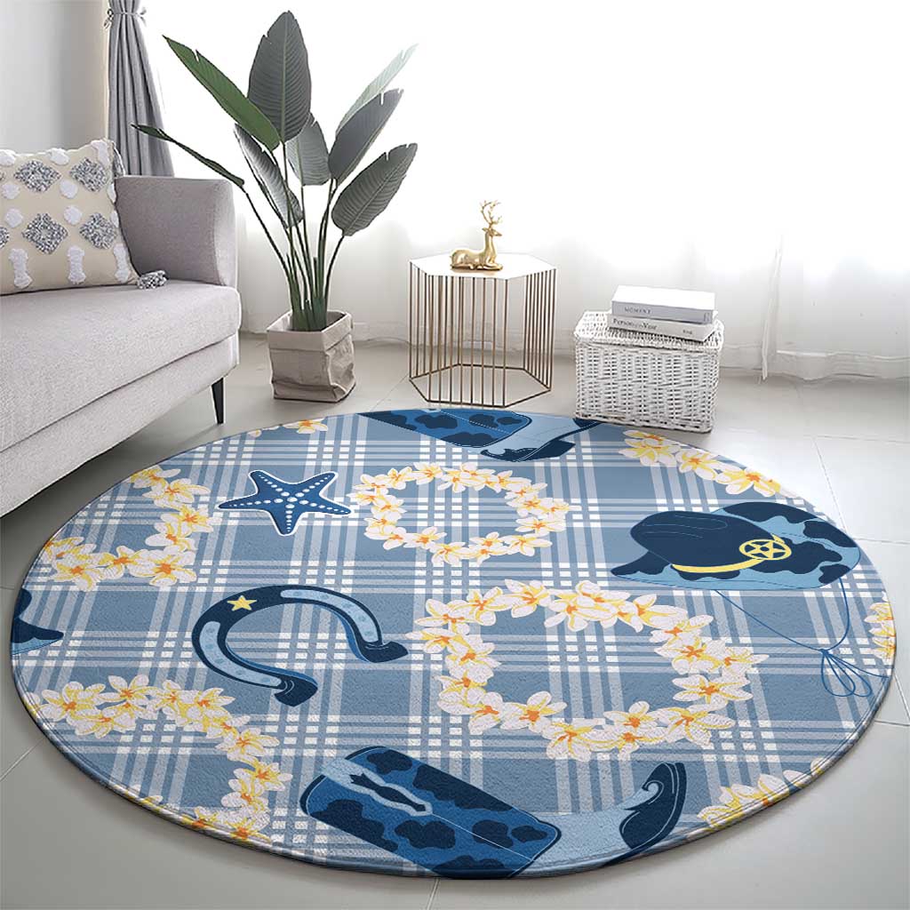 Aloha Hawaii Paniolo Jeans Palaka Round Carpet Coastal Rodeo - Polynesian Pride