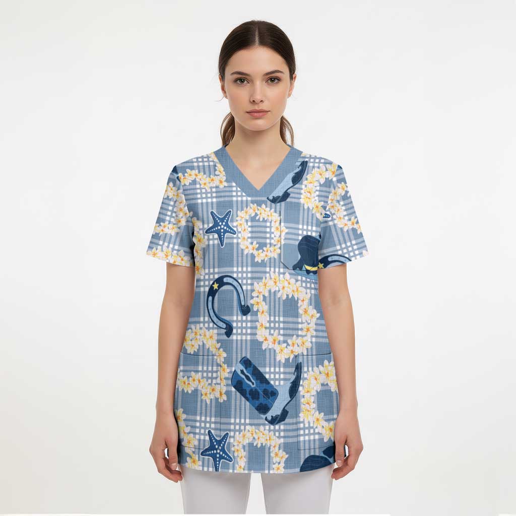 Aloha Hawaii Paniolo Jeans Palaka Scrub Top Coastal Rodeo - Polynesian Pride