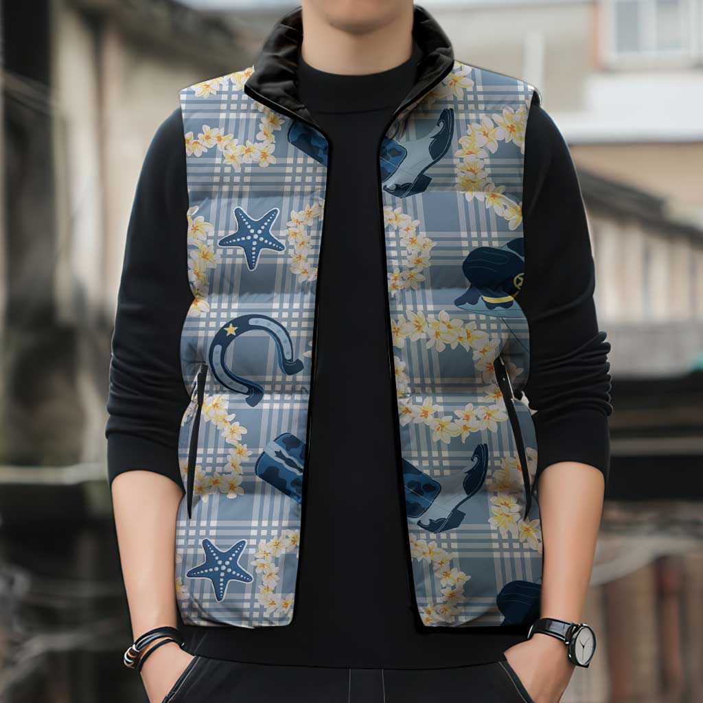 Aloha Hawaii Paniolo Jeans Palaka Sleeveless Puffer Jacket Coastal Rodeo - Polynesian Pride