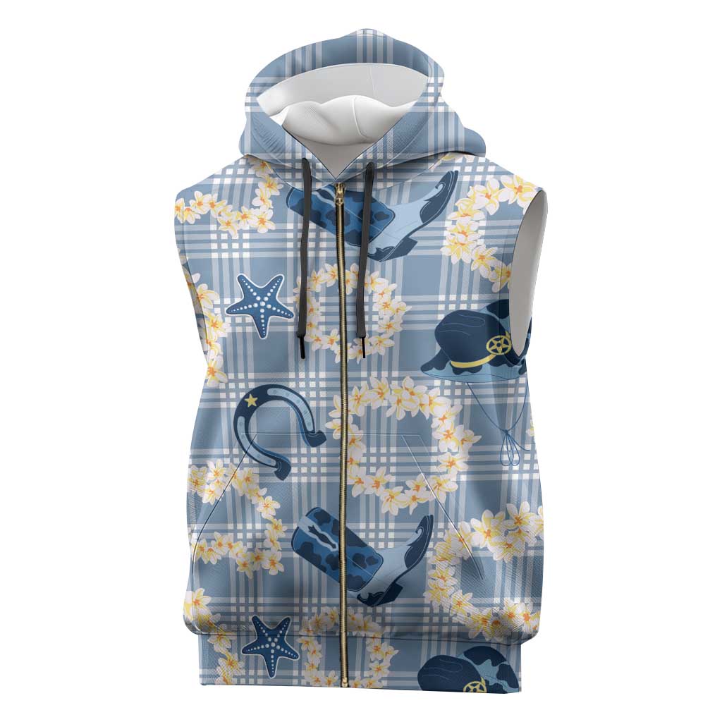 Aloha Hawaii Paniolo Jeans Palaka Sleeveless Zip Hoodie Coastal Rodeo - Polynesian Pride