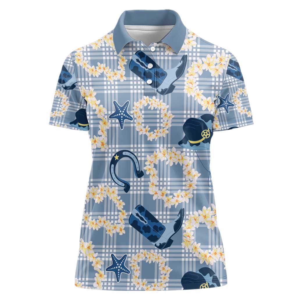 Aloha Hawaii Paniolo Jeans Palaka Women Polo Shirt Coastal Rodeo - Polynesian Pride
