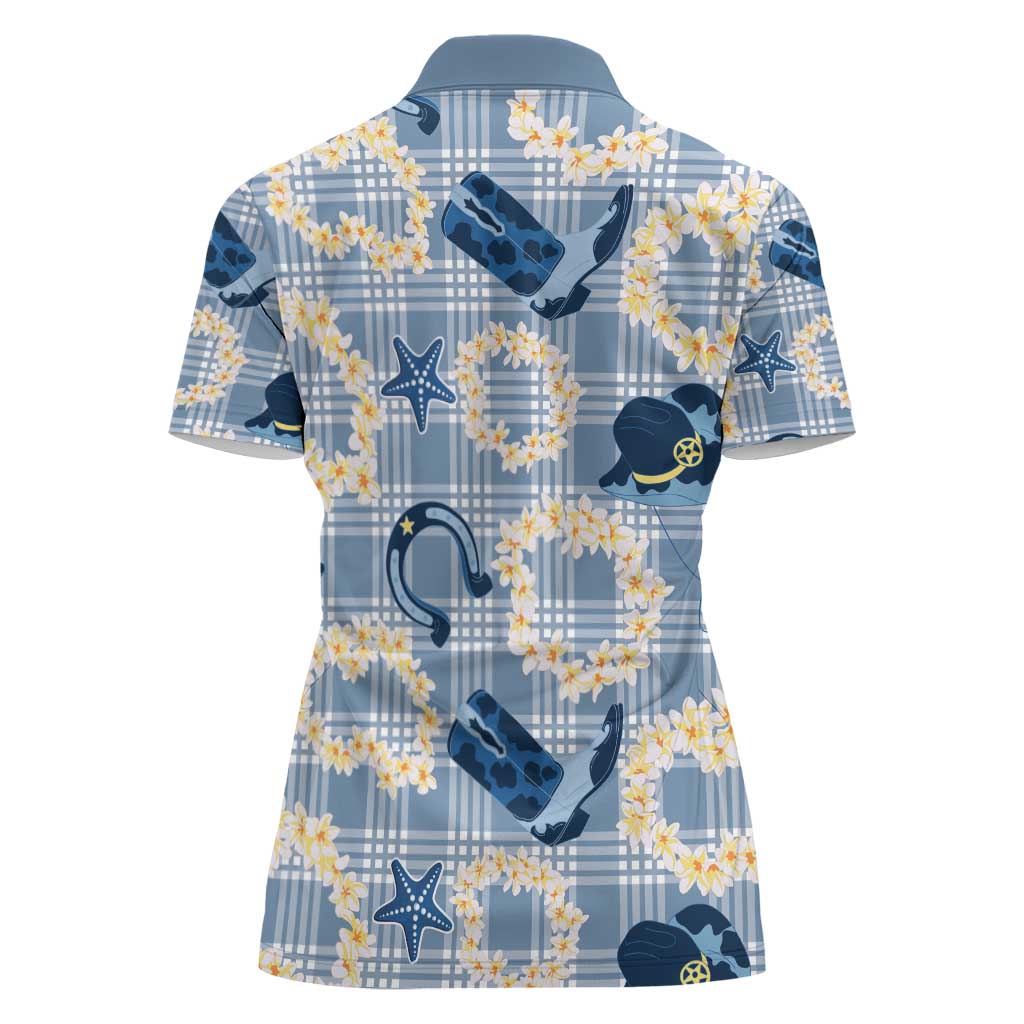 Aloha Hawaii Paniolo Jeans Palaka Women Polo Shirt Coastal Rodeo - Polynesian Pride