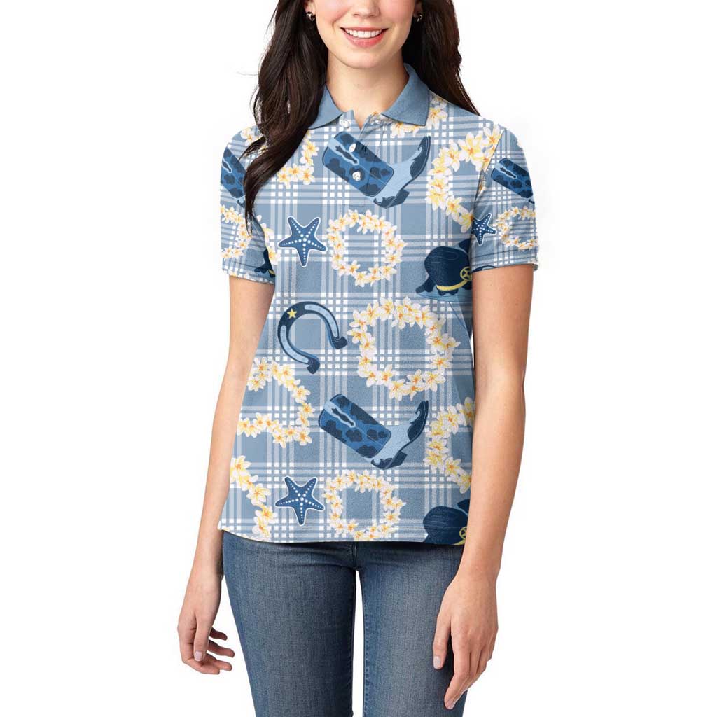 Aloha Hawaii Paniolo Jeans Palaka Women Polo Shirt Coastal Rodeo - Polynesian Pride