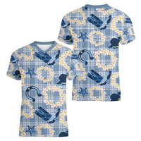 Aloha Hawaii Paniolo Jeans Palaka Women V-Neck T-Shirt Coastal Rodeo - Polynesian Pride