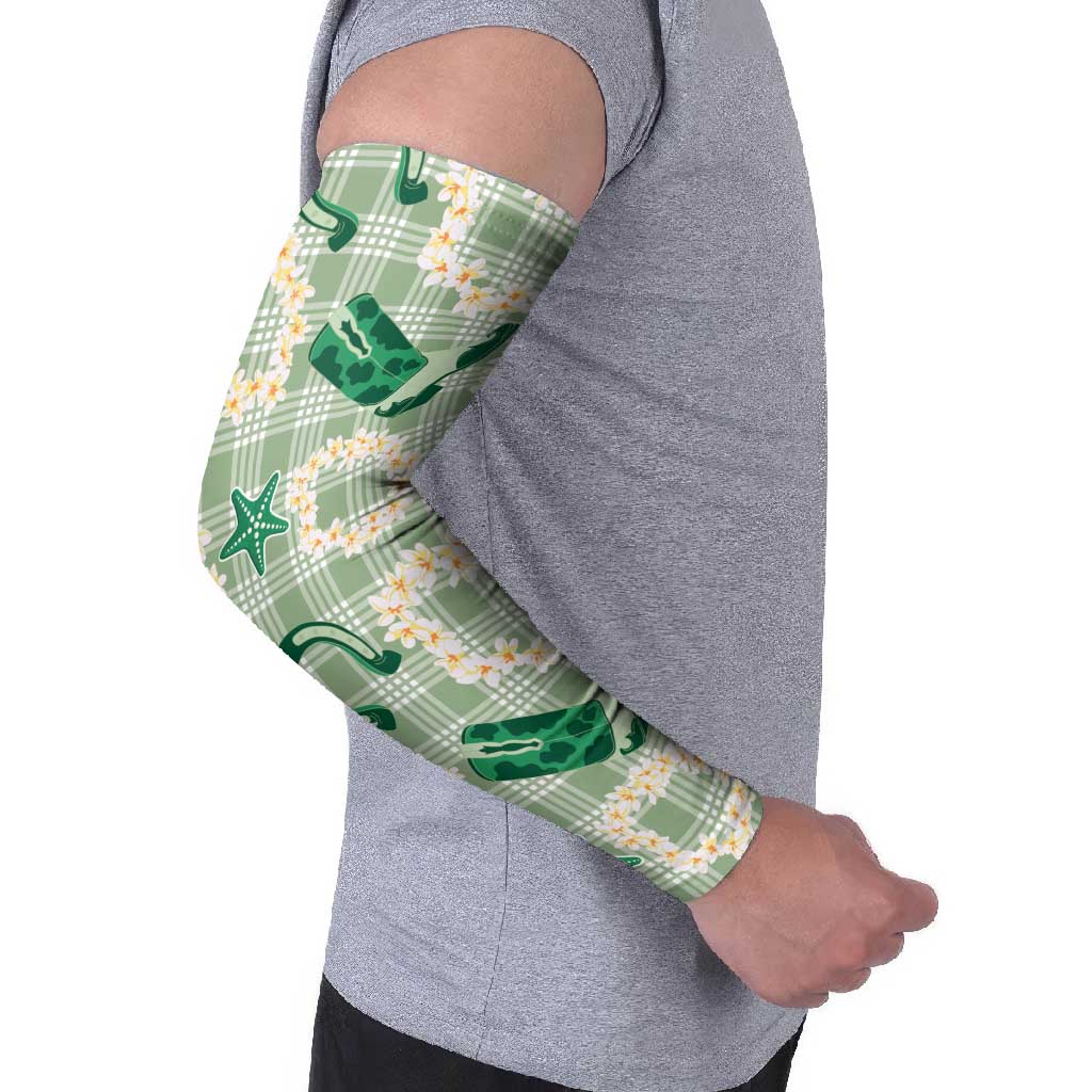 Aloha Hawaii Paniolo Mint Palaka Arm Sleeves Coastal Rodeo - Polynesian Pride