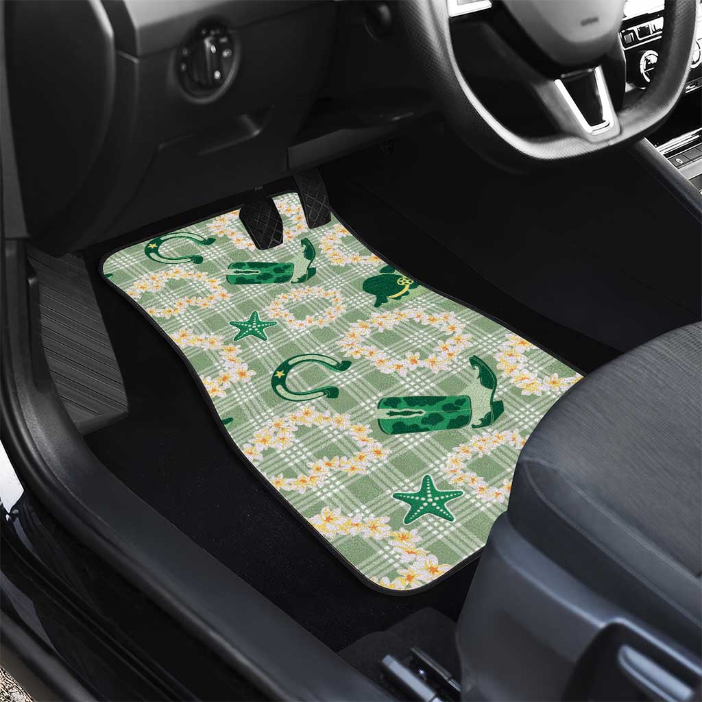 Aloha Hawaii Paniolo Mint Palaka Car Mats Coastal Rodeo - Polynesian Pride