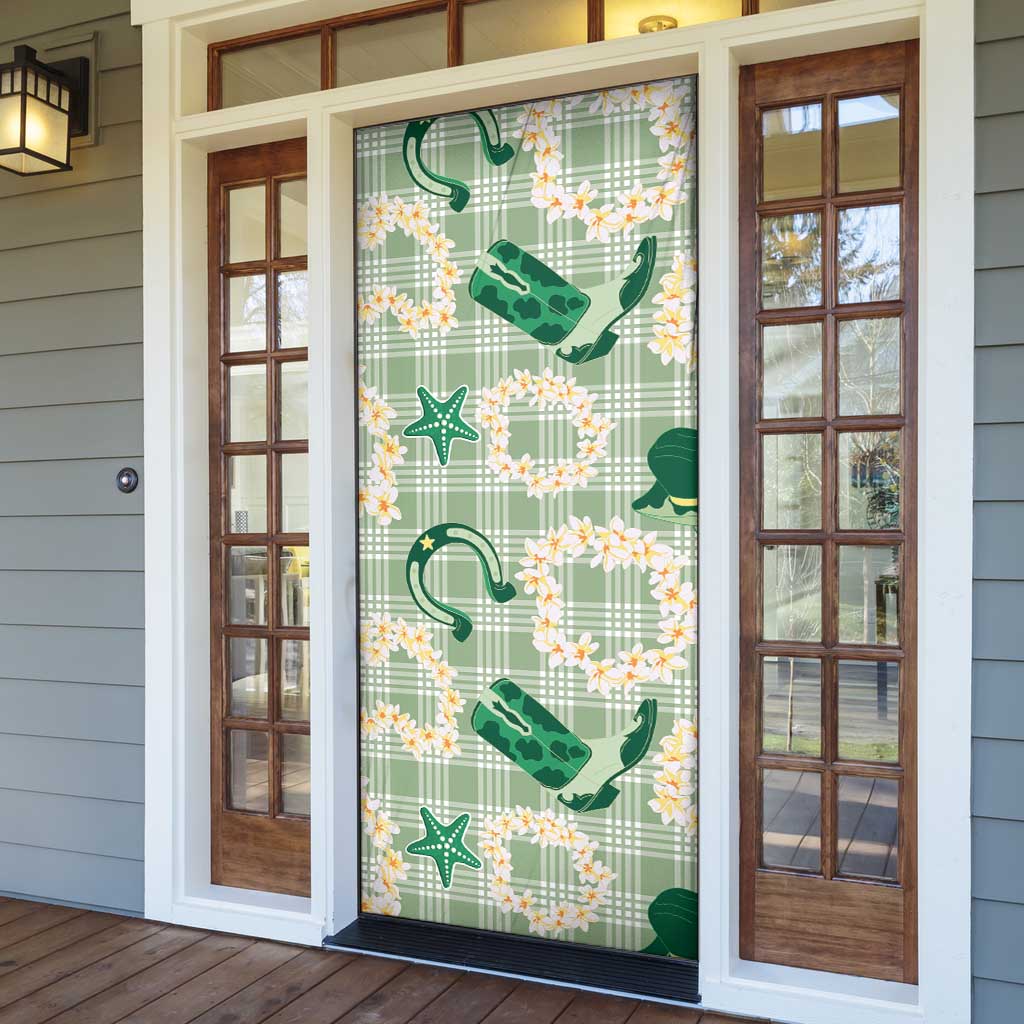 Aloha Hawaii Paniolo Mint Palaka Door Cover Coastal Rodeo - Polynesian Pride