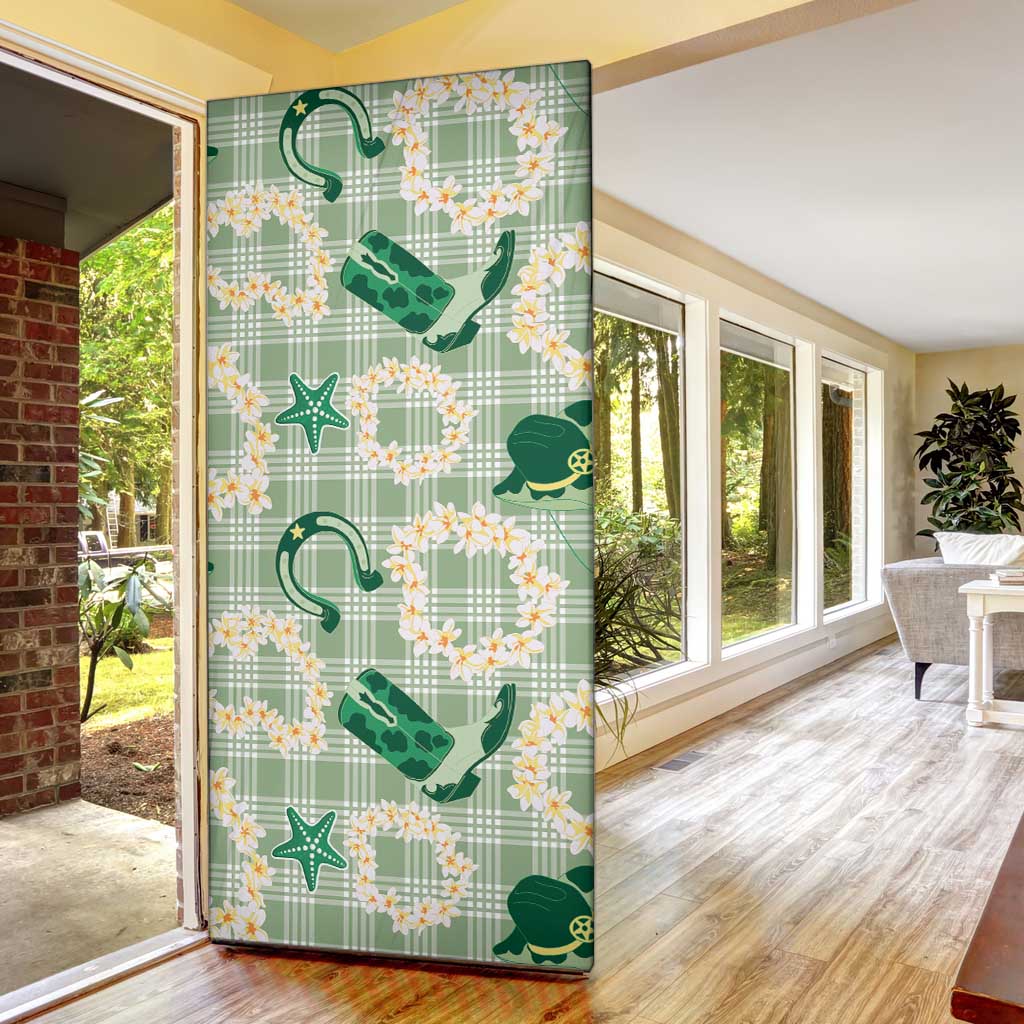 Aloha Hawaii Paniolo Mint Palaka Door Cover Coastal Rodeo - Polynesian Pride