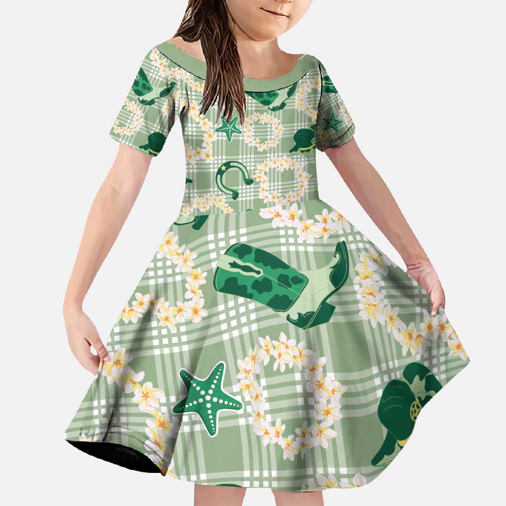 Aloha Hawaii Paniolo Mint Palaka Family Matching Mermaid Dress and Hawaiian Shirt Coastal Rodeo - Polynesian Pride