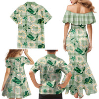 Aloha Hawaii Paniolo Mint Palaka Family Matching Mermaid Dress and Hawaiian Shirt Coastal Rodeo - Polynesian Pride