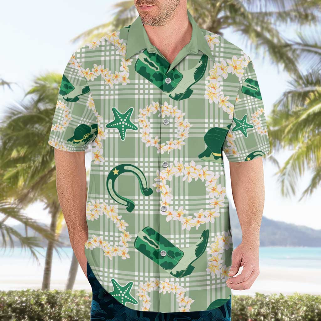 Aloha Hawaii Paniolo Mint Palaka Hawaiian Shirt Coastal Rodeo - Polynesian Pride
