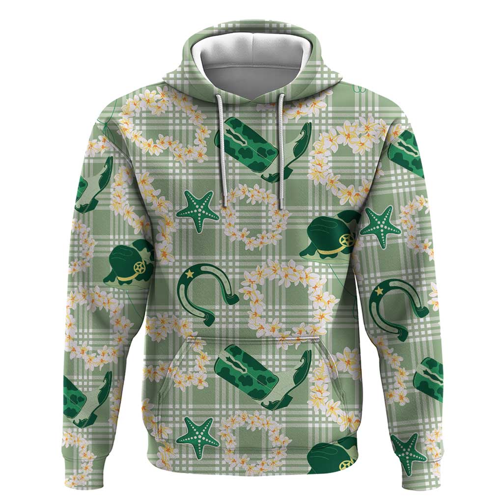 Aloha Hawaii Paniolo Mint Palaka Hoodie Coastal Rodeo - Polynesian Pride