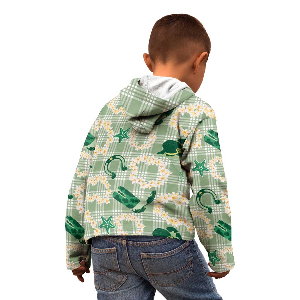 Aloha Hawaii Paniolo Mint Palaka Kid Hoodie Coastal Rodeo - Polynesian Pride