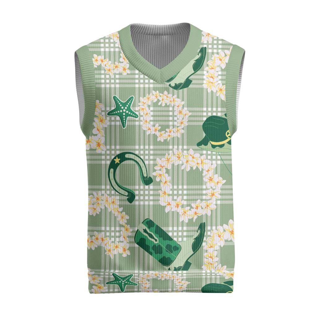 Aloha Hawaii Paniolo Mint Palaka Christmas Knitted V-Neck Vest Coastal Rodeo - Polynesian Pride