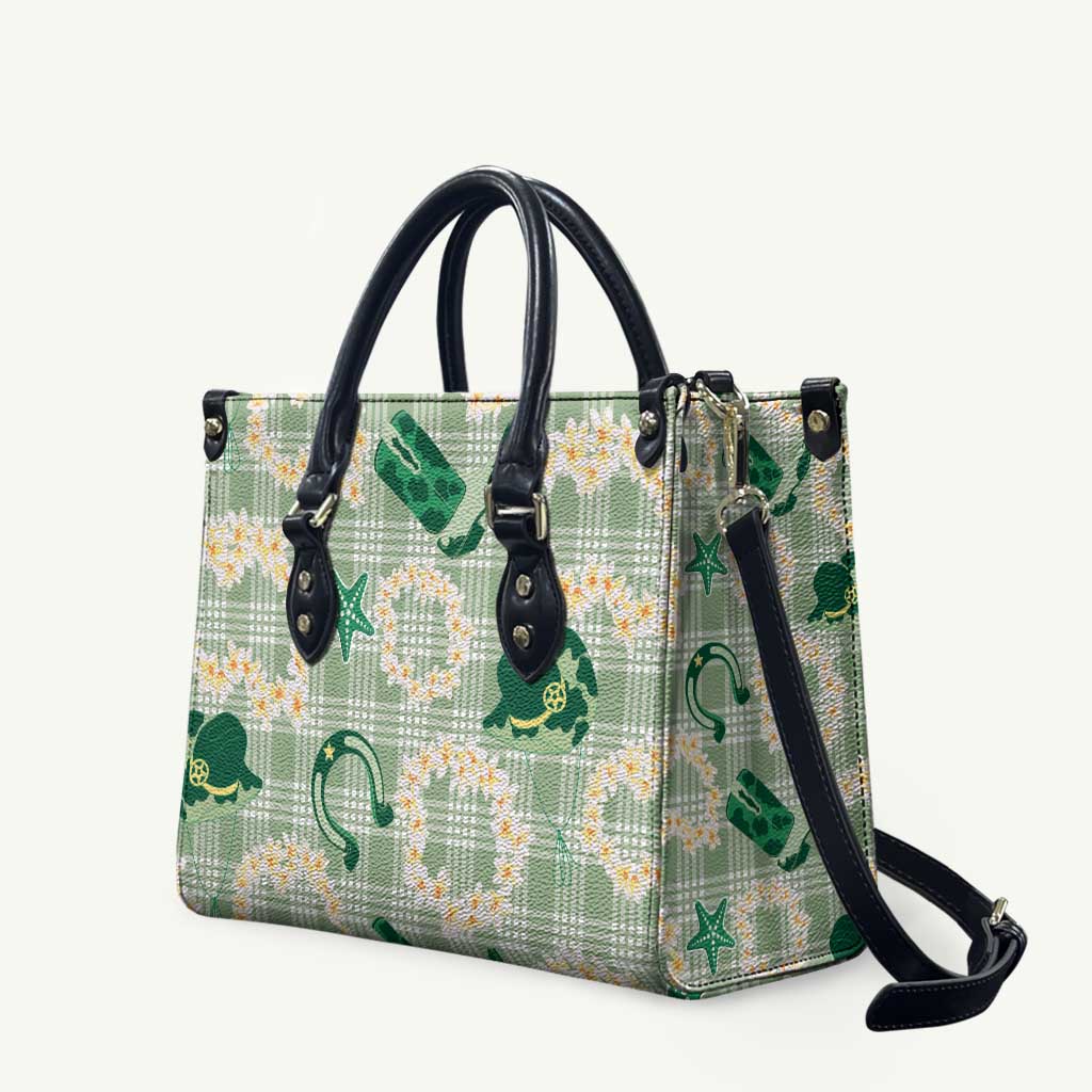 Aloha Hawaii Paniolo Mint Palaka Leather Bag Coastal Rodeo - Polynesian Pride