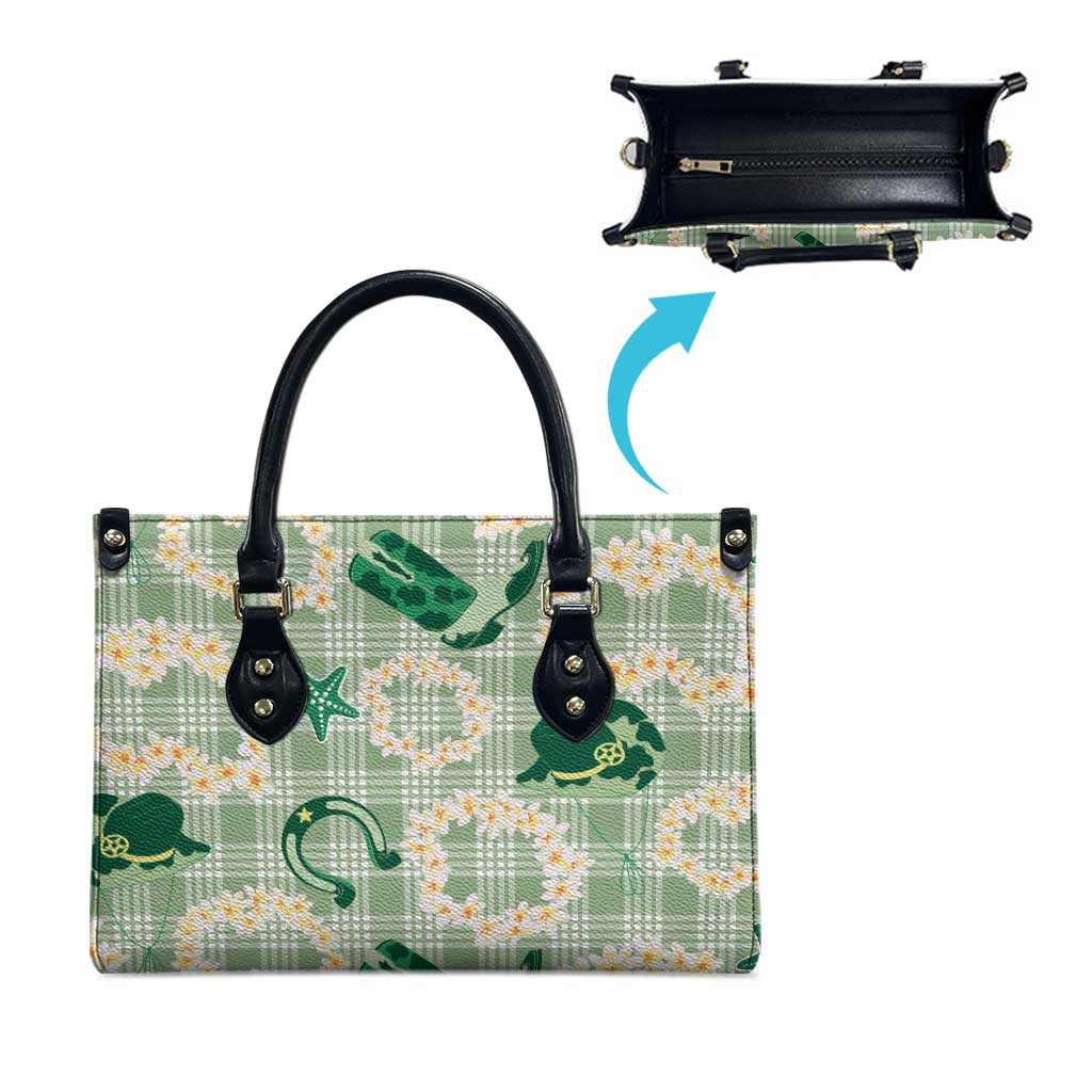 Aloha Hawaii Paniolo Mint Palaka Leather Bag Coastal Rodeo - Polynesian Pride