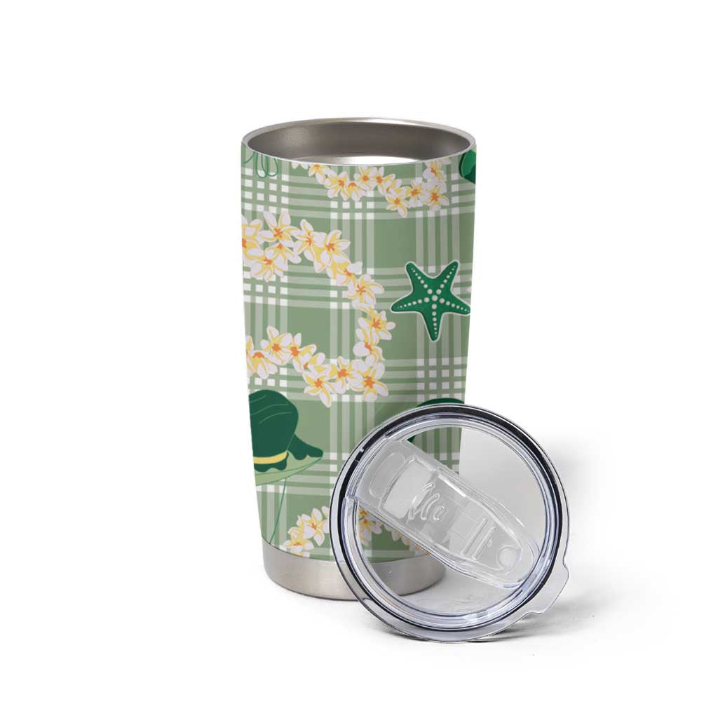 Aloha Hawaii Paniolo Mint Palaka Tumbler Cup Coastal Rodeo - Polynesian Pride