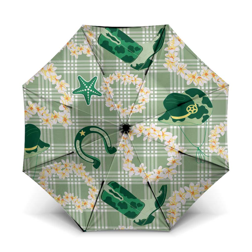Aloha Hawaii Paniolo Mint Palaka Umbrella Coastal Rodeo - Polynesian Pride