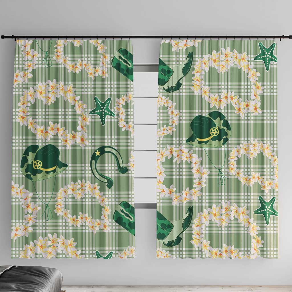 Aloha Hawaii Paniolo Mint Palaka Window Curtain Coastal Rodeo - Polynesian Pride