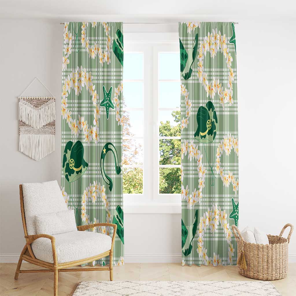 Aloha Hawaii Paniolo Mint Palaka Window Curtain Coastal Rodeo - Polynesian Pride