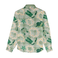 Aloha Hawaii Paniolo Mint Palaka Women Casual Shirt Coastal Rodeo - Polynesian Pride