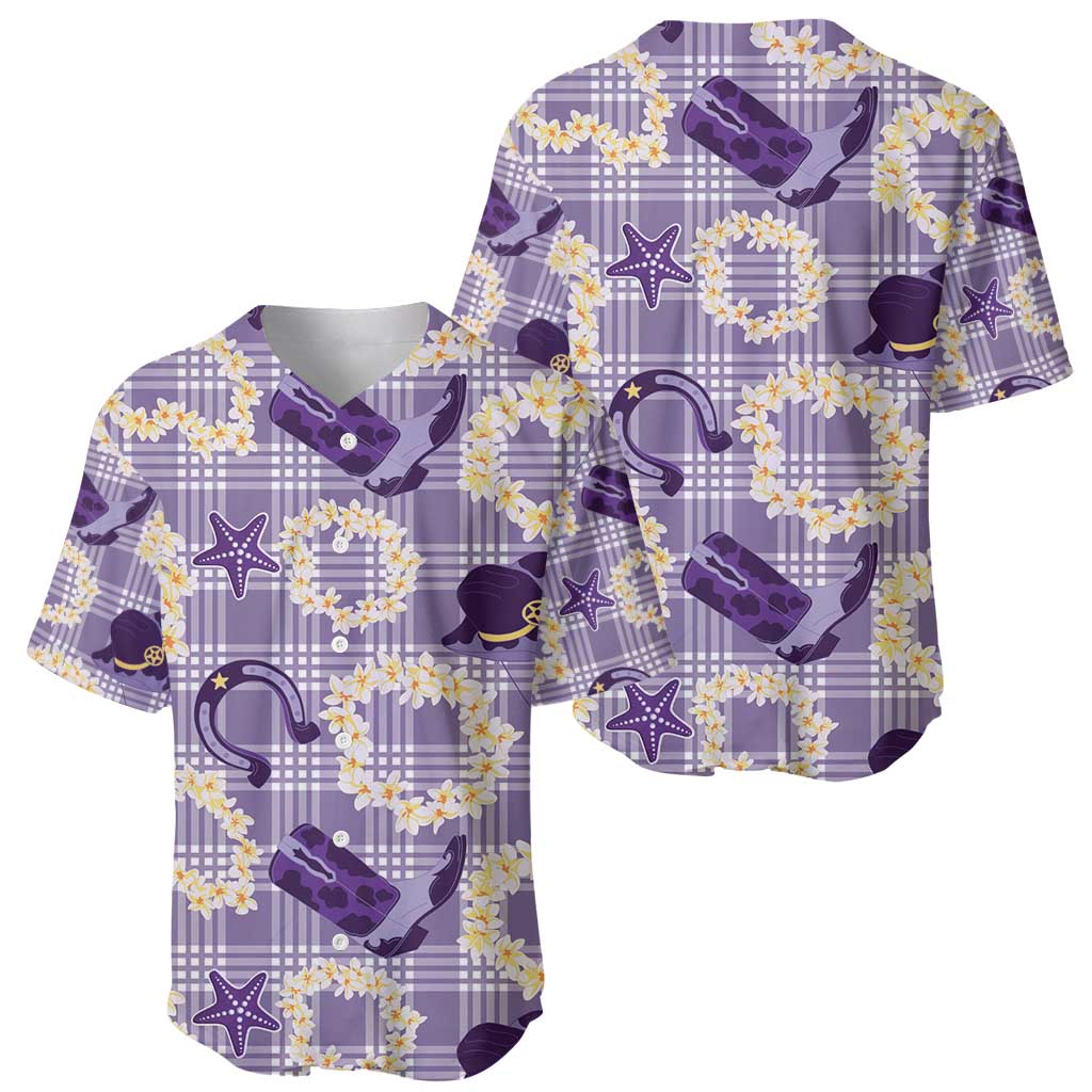 Aloha Hawaii Paniolo Lavender Palaka Baseball Jersey Coastal Rodeo - Polynesian Pride