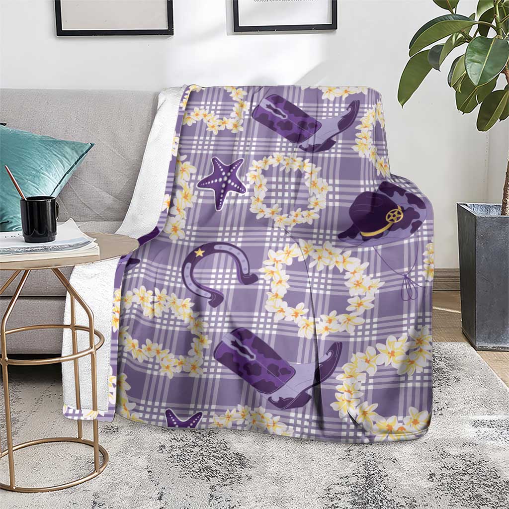 Aloha Hawaii Paniolo Lavender Palaka Blanket Coastal Rodeo - Polynesian Pride
