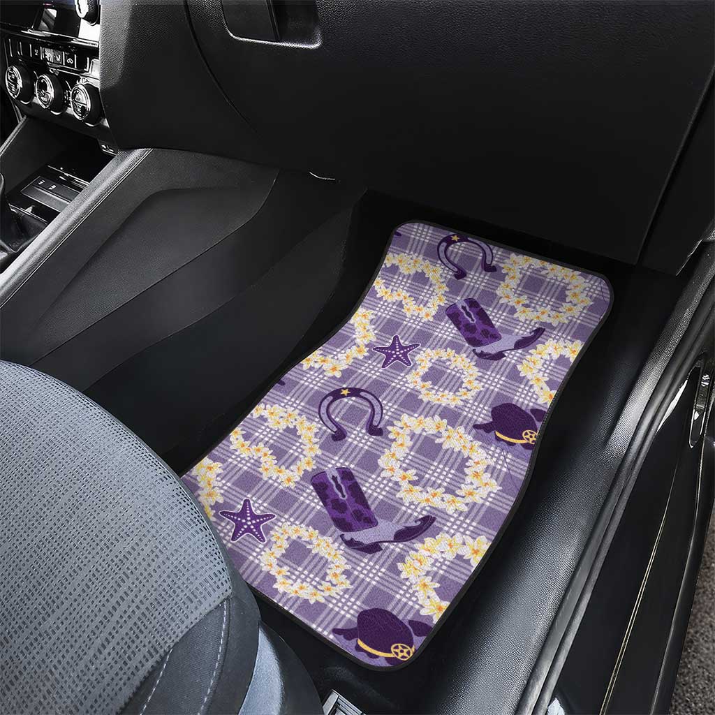 Aloha Hawaii Paniolo Lavender Palaka Car Mats Coastal Rodeo - Polynesian Pride