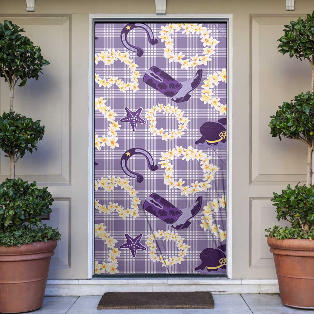 Aloha Hawaii Paniolo Lavender Palaka Door Cover Coastal Rodeo LT7 Lavender - Polynesian Pride