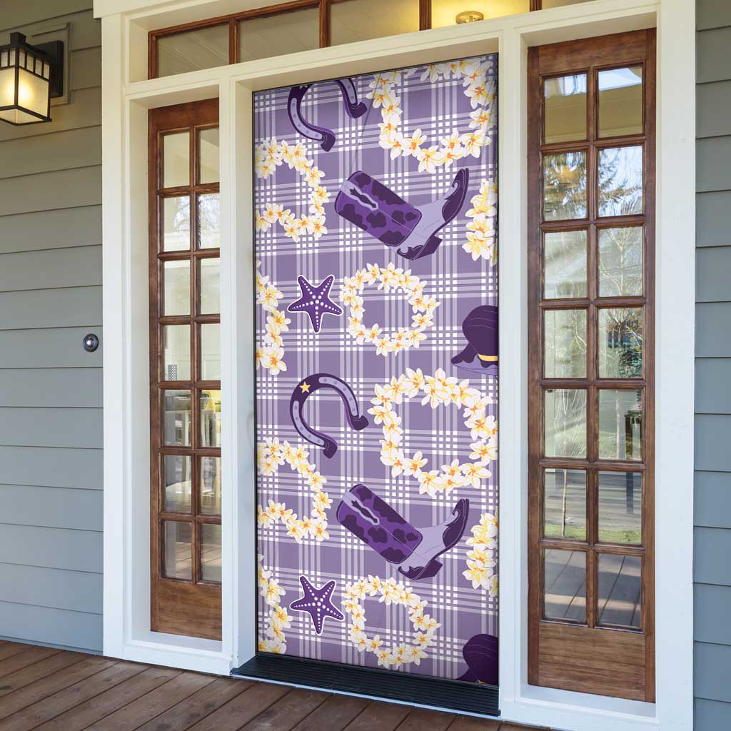 Aloha Hawaii Paniolo Lavender Palaka Door Cover Coastal Rodeo LT7 - Polynesian Pride