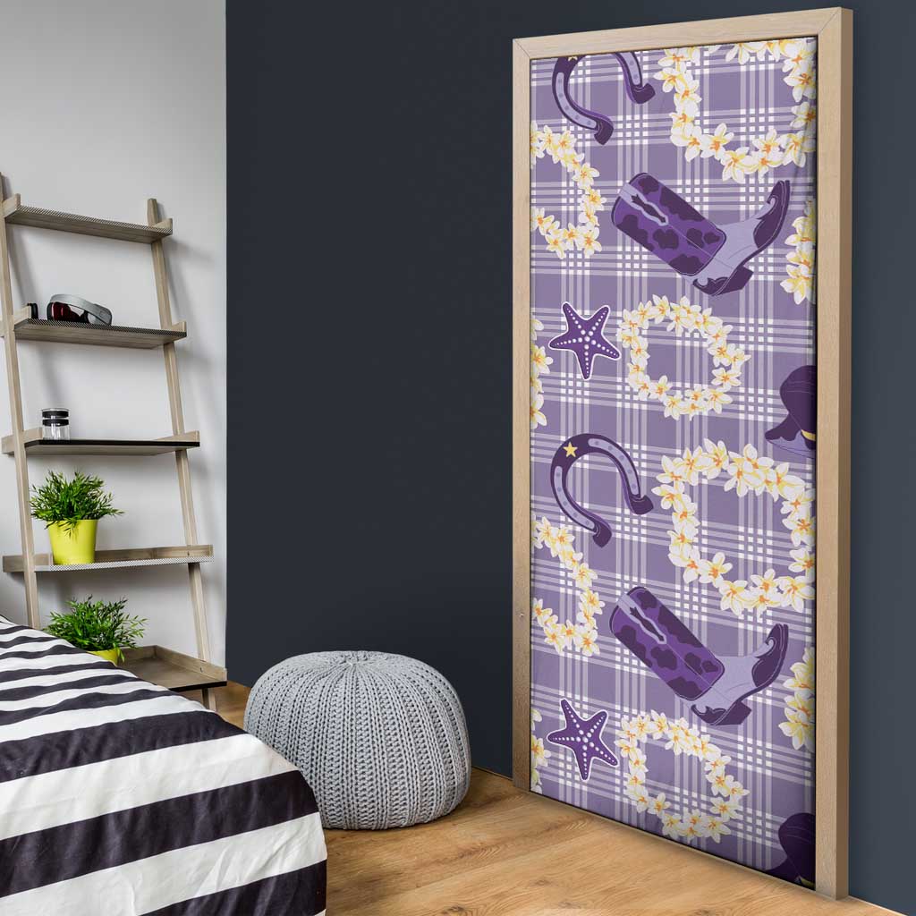 Aloha Hawaii Paniolo Lavender Palaka Door Cover Coastal Rodeo LT7 - Polynesian Pride