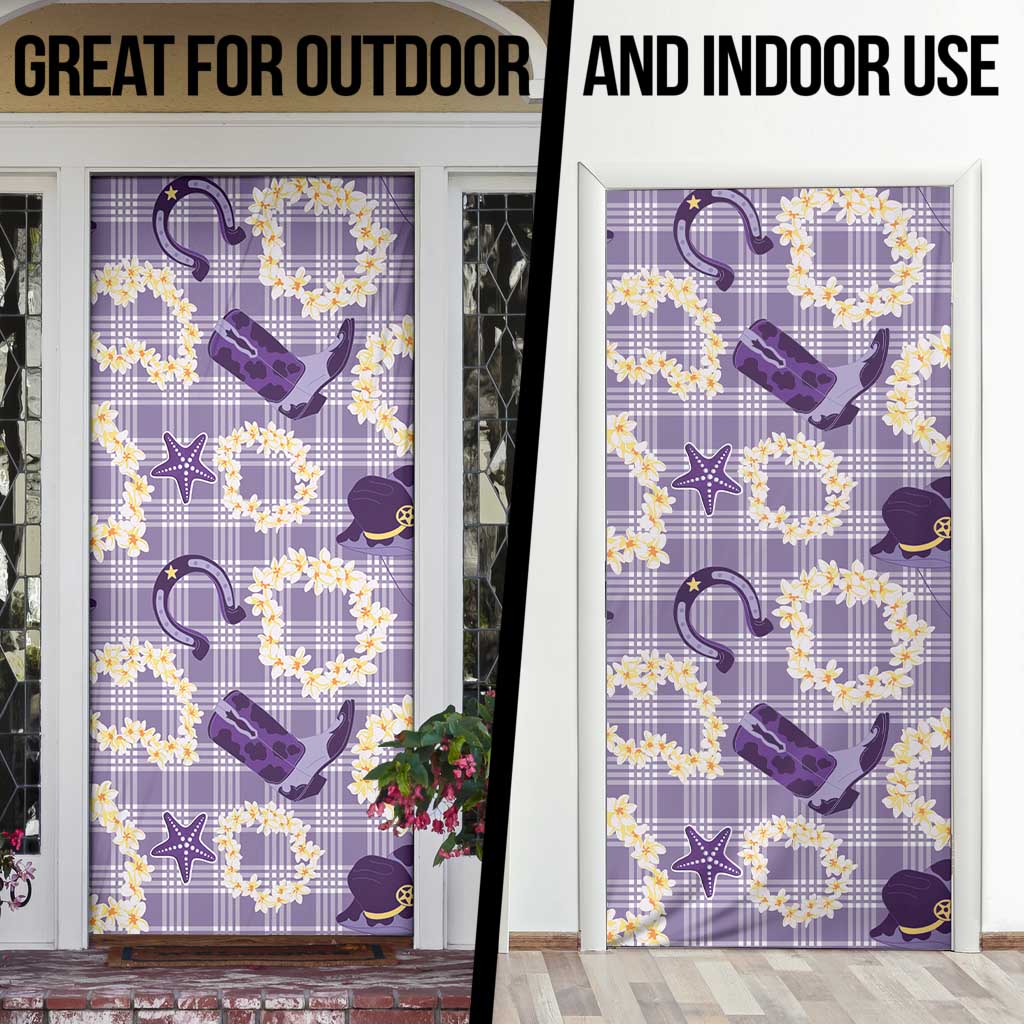 Aloha Hawaii Paniolo Lavender Palaka Door Cover Coastal Rodeo LT7 - Polynesian Pride
