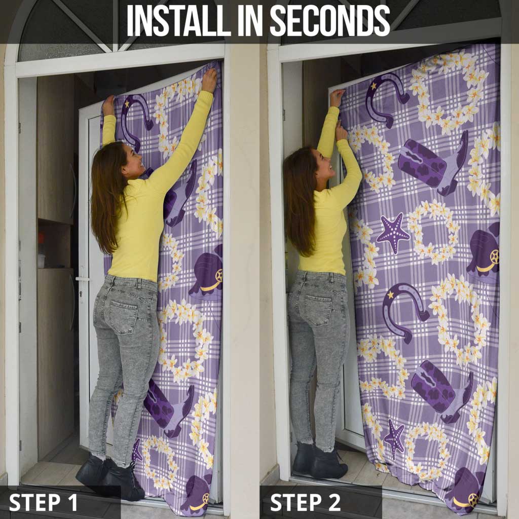 Aloha Hawaii Paniolo Lavender Palaka Door Cover Coastal Rodeo LT7 - Polynesian Pride