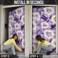 Aloha Hawaii Paniolo Lavender Palaka Door Cover Coastal Rodeo LT7 - Polynesian Pride
