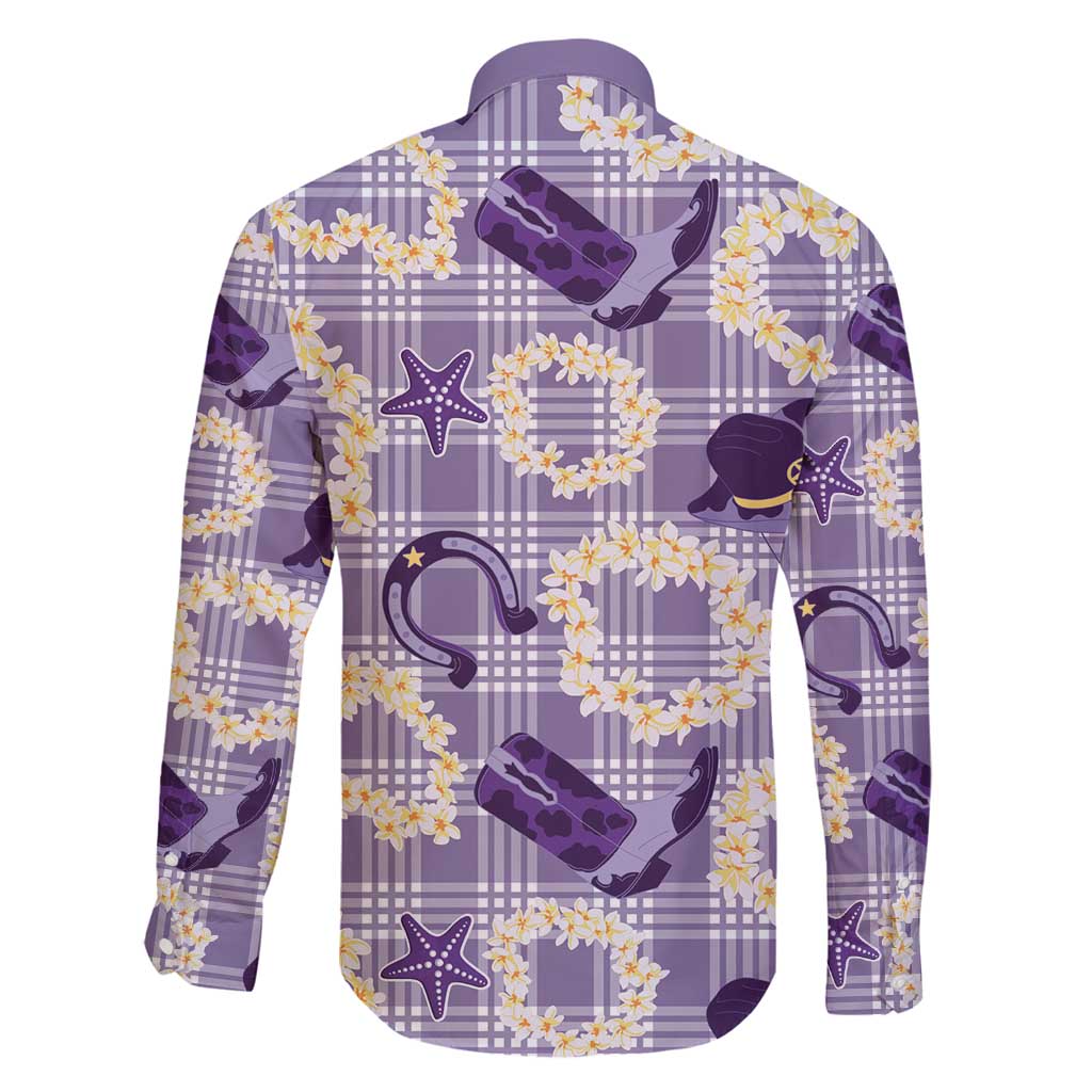 Aloha Hawaii Paniolo Lavender Palaka Family Matching Puletasi and Hawaiian Shirt Coastal Rodeo - Polynesian Pride