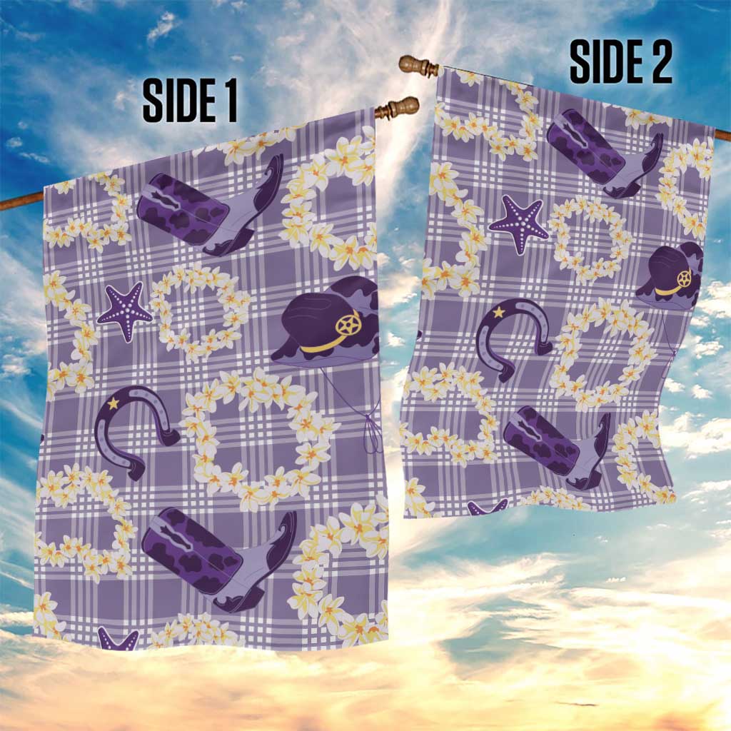 Aloha Hawaii Paniolo Lavender Palaka Garden Flag Coastal Rodeo - Polynesian Pride