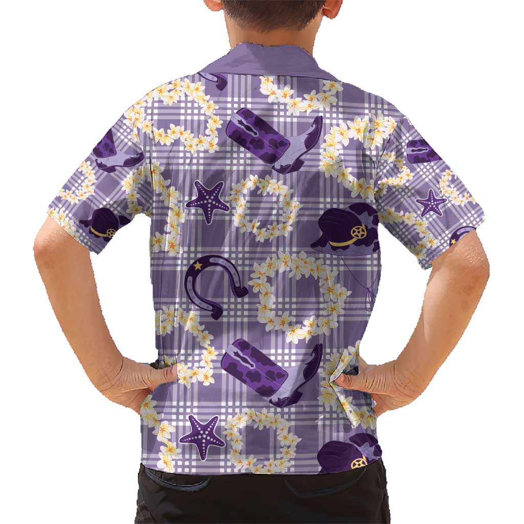 Aloha Hawaii Paniolo Lavender Palaka Kid Hawaiian Shirt Coastal Rodeo LT7 - Polynesian Pride