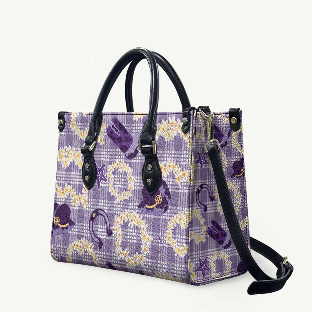 Aloha Hawaii Paniolo Lavender Palaka Leather Bag Coastal Rodeo - Polynesian Pride