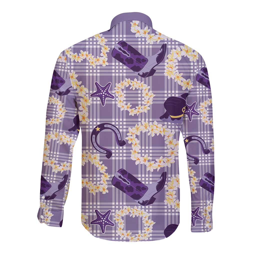 Aloha Hawaii Paniolo Lavender Palaka Long Sleeve Button Shirt Coastal Rodeo - Polynesian Pride