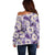 Aloha Hawaii Paniolo Lavender Palaka Off Shoulder Sweater Coastal Rodeo - Polynesian Pride