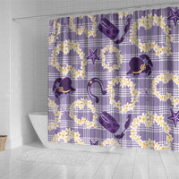 Aloha Hawaii Paniolo Lavender Palaka Shower Curtain Coastal Rodeo - Polynesian Pride
