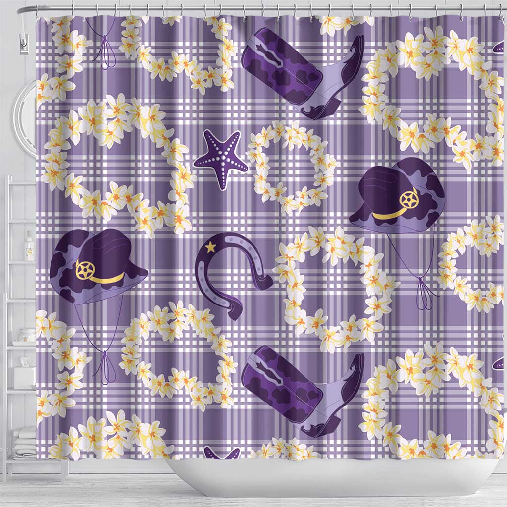 Aloha Hawaii Paniolo Lavender Palaka Shower Curtain Coastal Rodeo - Polynesian Pride