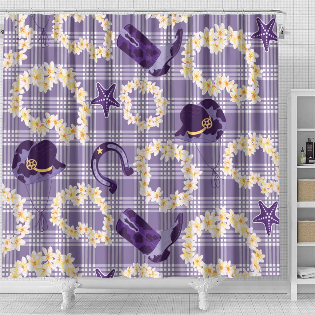 Aloha Hawaii Paniolo Lavender Palaka Shower Curtain Coastal Rodeo - Polynesian Pride