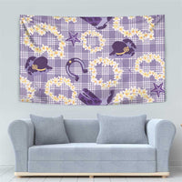 Aloha Hawaii Paniolo Lavender Palaka Tapestry Coastal Rodeo - Polynesian Pride