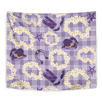 Aloha Hawaii Paniolo Lavender Palaka Tapestry Coastal Rodeo - Polynesian Pride