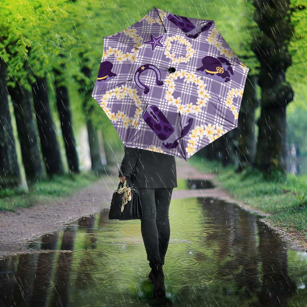 Aloha Hawaii Paniolo Lavender Palaka Umbrella Coastal Rodeo - Polynesian Pride