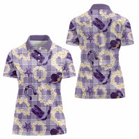 Aloha Hawaii Paniolo Lavender Palaka Women Polo Shirt Coastal Rodeo - Polynesian Pride